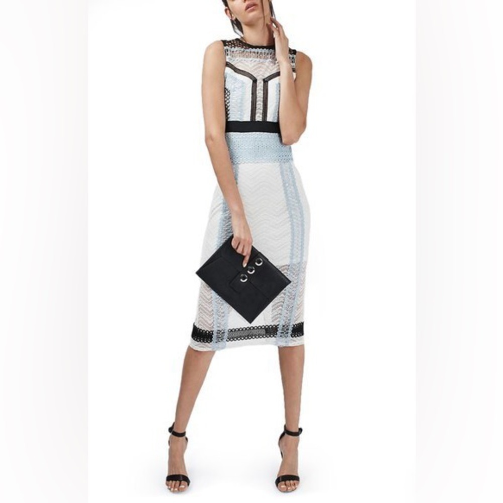 Topshop Lace and Crochet Midi Color Block Dress